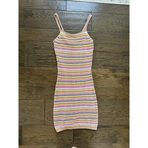 NWT Olive & Oak Crochet Knit Striped Dress Boho